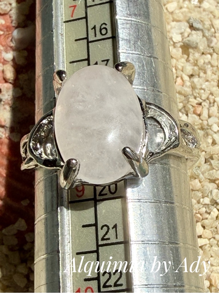 Soft Rose Quartz Oval Sterling-Color Statement Ring